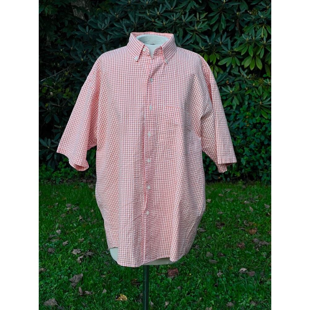 Men's Geoffrey Beene Seersucker Orange White Short Sleeve UT TN Vols M